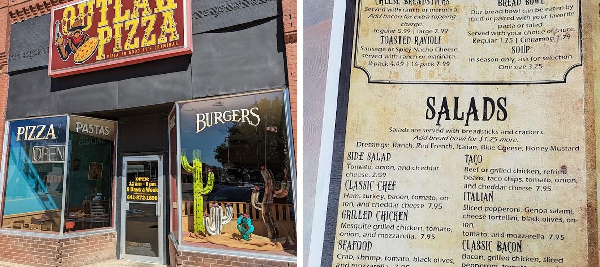 Outlaw Pizza Menu